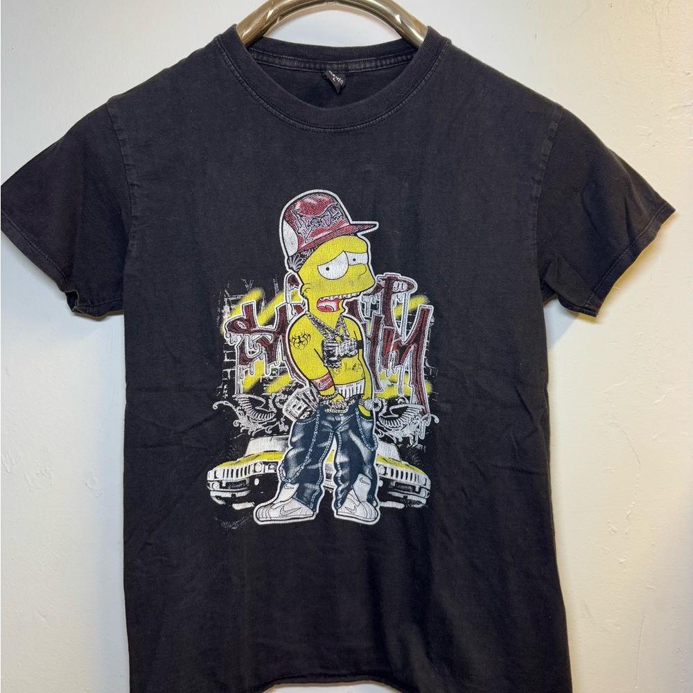 VINTAGE BART SIMPSON’S Black Graphic Tee Hustle kids large/women’s small 80s 90s